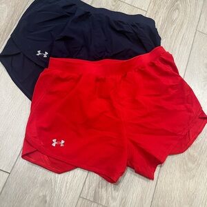 Under Armour Women's Red and Navy Athletic Shorts
